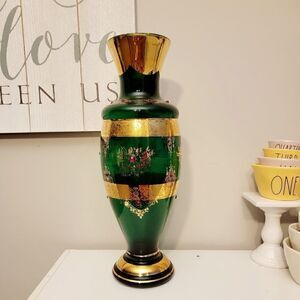 Vintage Italian Emerald Green Vase 17"
